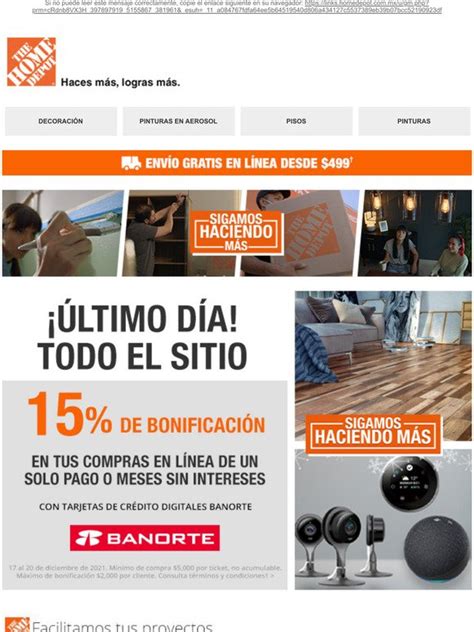 The Home Depot Ltimo Da De Bonificacin Con Banorte Milled