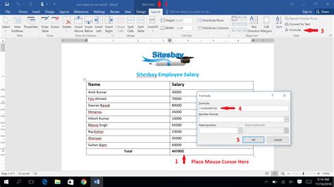 How to Add Sum Formula in MS-Word - MS-Word Tutorial