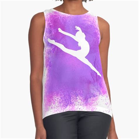 Gymnast Silhouette Purple Explosion Sleeveless Top For Sale By