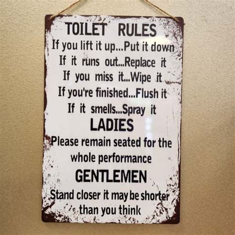 Toilet Rules Metal Sign Approx 30x20cm Inspire Me Online