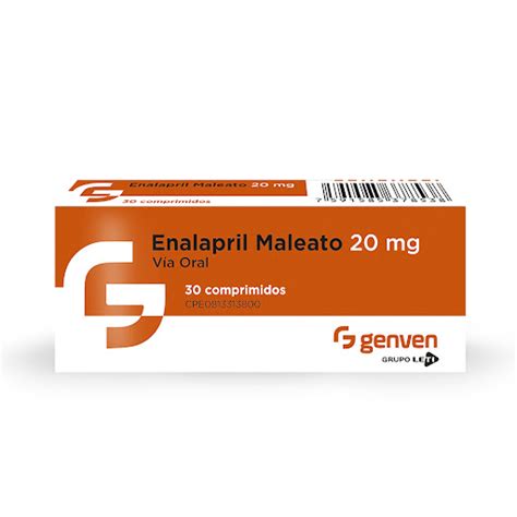 Enalapril Maleato 20mg 30 Comprimidos Genven