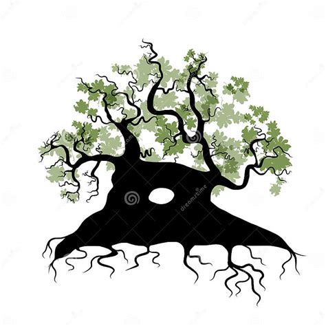 Big Old Tree With Roots For Your Design Stock Vector Illustration Of