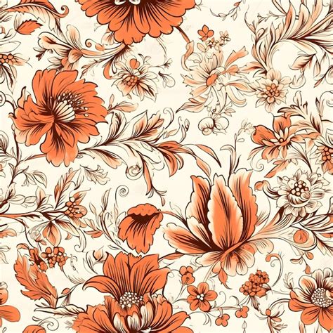 Premium Ai Image A Seamless Pattern With Orange Flowers And Leaves