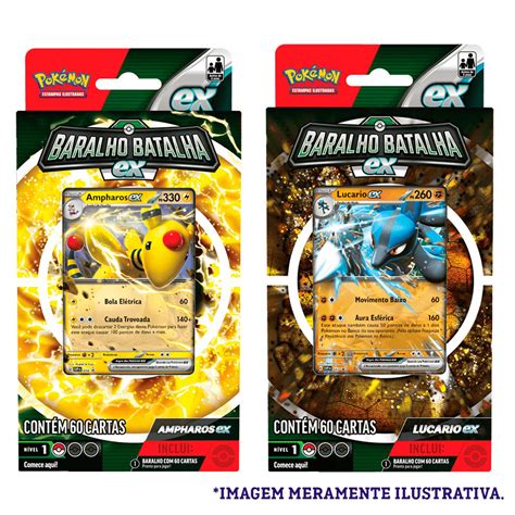 Jogo De Carta Pokemon Deck Batalha Ex Ampharos E Lucario