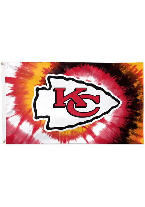 Kansas City Chiefs Tie Dye 3x5 Ft Red Silk Screen Grommet Flag