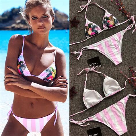 Swimwear Women Floral Print Bikini Set Bandage Swimsuit Sexy