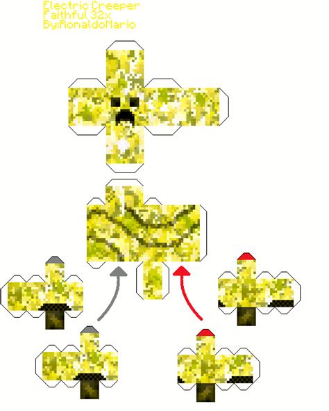 Elemental Creepers Faithful 32x Pixel Papercraft