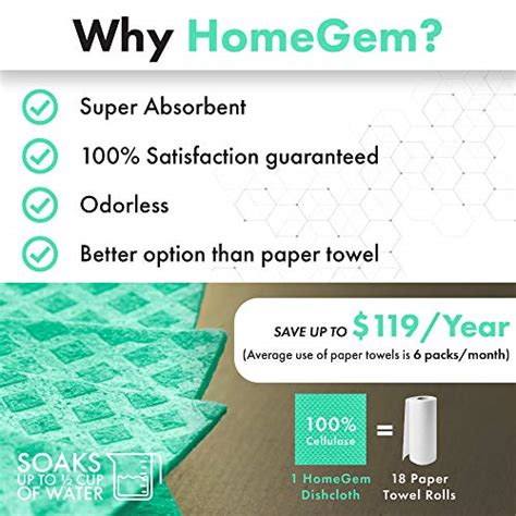 Homegem Swedish Dishcloth Cellulose Sponge Cloths Pack Of Reusable