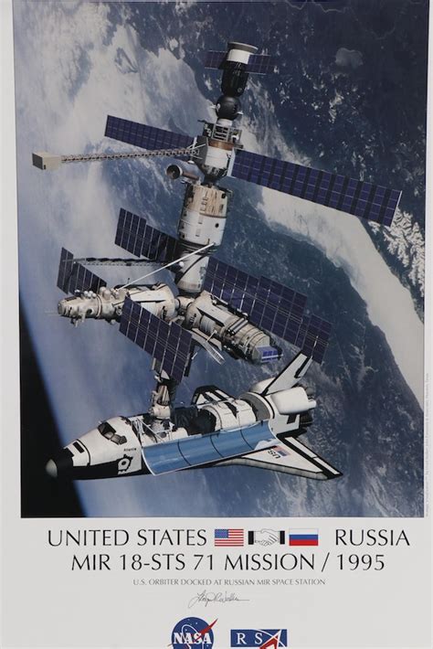 U.S. and Russia Mir Space Station Docking Mission Offset Poster, 1995 ...