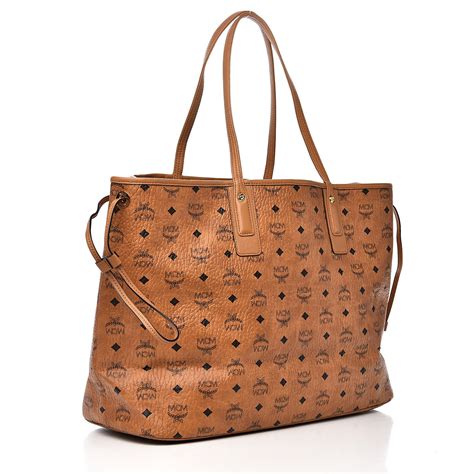 Mcm Visetos Large Liz Reversible Shopper Tote Cognac Fashionphile