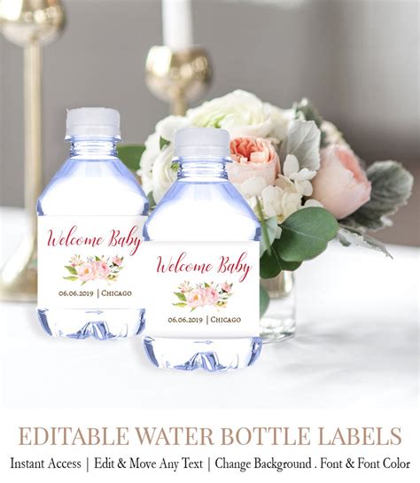 Baby Shower Water Bottle Labels Template Baby Girl Baby Etsy