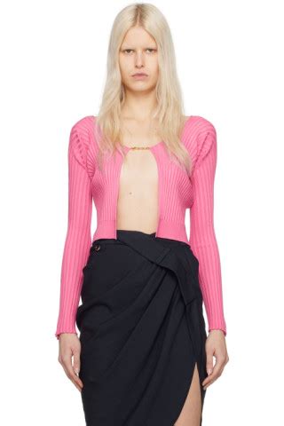 Pink Le Raphia La Maille Pralu Longue Cardigan By JACQUEMUS On Sale