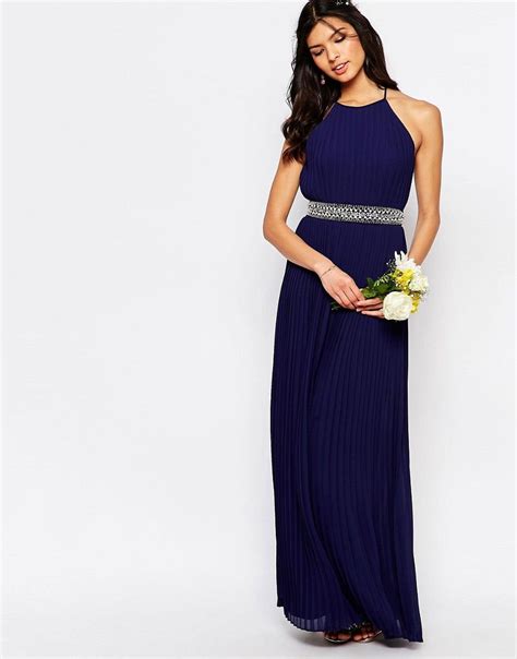 Tfnc Wedding High Neck Pleated Maxi Dress At Pleated Maxi