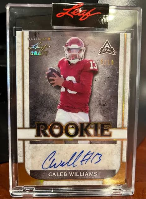 Caleb Williams Auto Leaf Draft Gold Usc Back Back