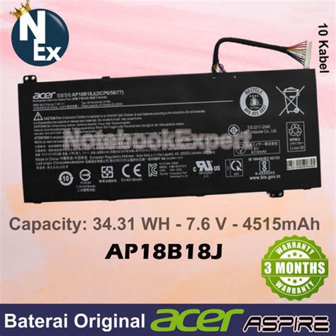 Jual Baterai Acer Aspire 3 A314 33 A314 41 AP18B18J ORIGINAL Jakarta