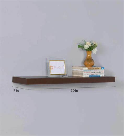 Buy Engineered Wood Floating Wall Shelf In Walnut Colour By