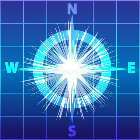 Compass Isolated On Blue White Background Vector Illustration Stock