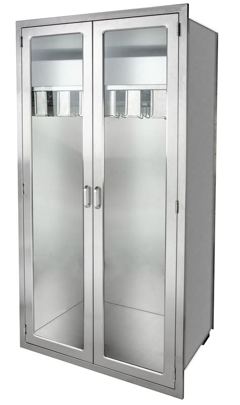 Stainless Steel Storage Cabinet With Glass Doors Metal Storage