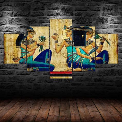 Ancient Egyptian Goddess Papyrus 5 Piece Five Panel Wall Canvas Print