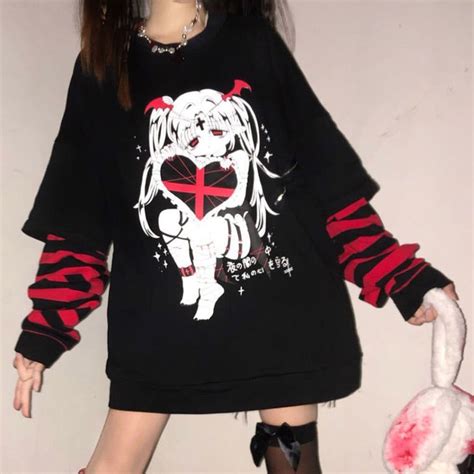 Alt Style Anime Sweatshirt | Уличная одежда, Одежда, Эмо стиль