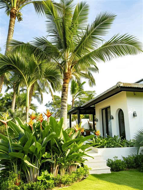 palm tree garden ideas tropical retreat  towering palms  lush