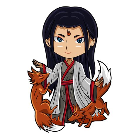 Inari god chibi mascot logo 21839306 Vector Art at Vecteezy