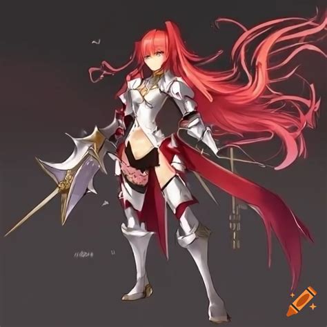 Anime Style Female Knight With Red Hair On Craiyon