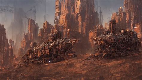 Krea A Rusty Old Mortal Engine City Trundling Along In A Hot Sunny