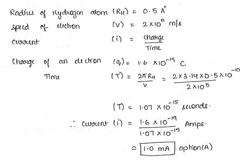 The Radius Of The Orbital Of Electron In The Hydrogen Atom Is 0 5 A 0 The Speed Of The