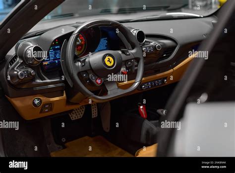 Steering Wheel And Interior Ferrari F8 Tributo Spider View Through The