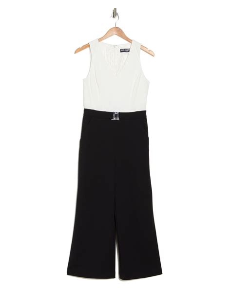 Karl Lagerfeld Wide Leg Scuba Crepe Jumpsuit In White Lyst