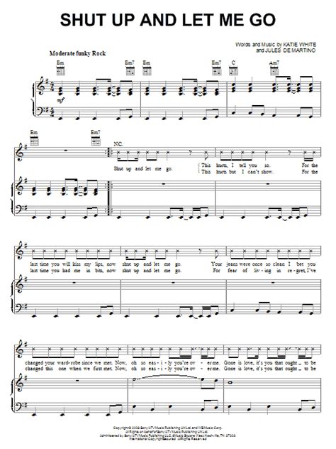 Shut Up And Let Me Go Sheet Music The Ting Tings Piano Vocal