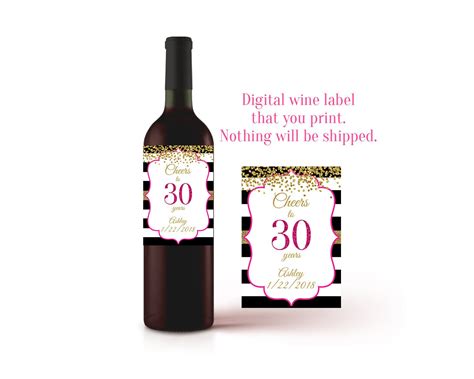 30th Birthday Wine Label Cheers To 30 Years 30th Wine Etsy