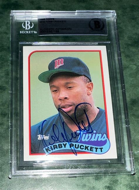 KIRBY PUCKETT SIGNED CARD 1989 TOPPS CARD AUTOGRAPH BECKETT AUTHENTIC