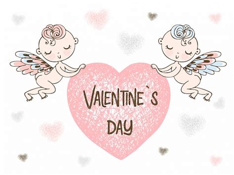 Premium Vector Cupids Carry A Big Heart Happy Valentines Day