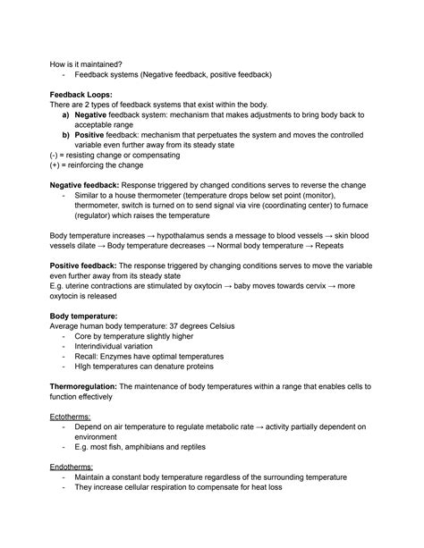 SOLUTION Grade 12 Biology Homeostasis Notes Studypool