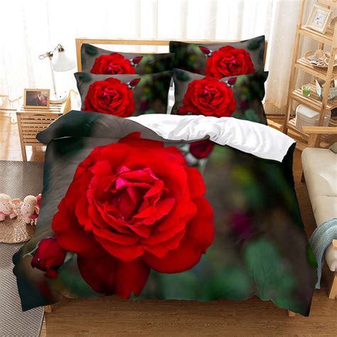 3D Red Rose Bedding Duvet Cover Tic Sentiment Living Color Bedding Room