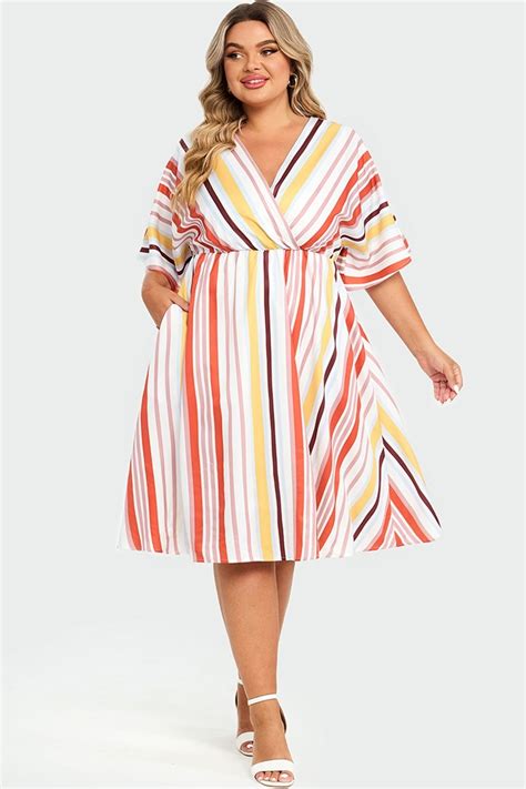 V Neck Color Striped Dolman Sleeve Maxi Dress Meet Curve Meet Curve Uk