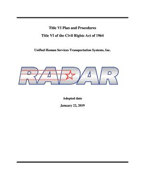 Fillable Online Title VI Plan And Procedures RADARParatransit And