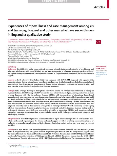 Pdf Experiences Of Mpox Illness And Case Management Among Cis And