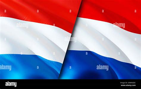 Luxembourg and Netherlands flags. 3D Waving flag design. Luxembourg ...