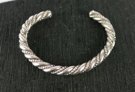 Solid Sterling Silver Twisted Rope Bangle Cuff Bracel Gem