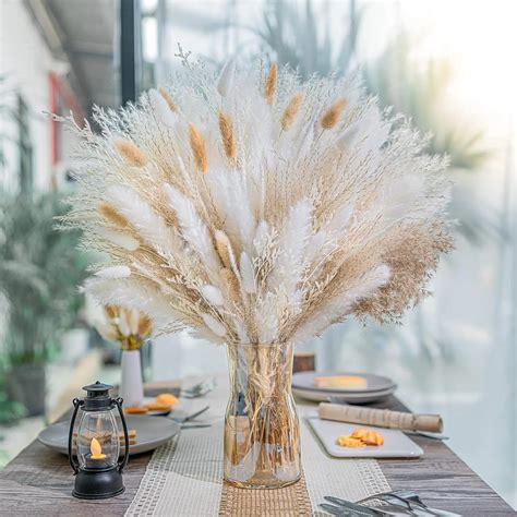 Buqu De Flores Secas Naturais Reais Pampas Reed Pequeno Rabbit Tail