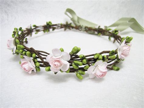 Wedding Floral Crown Light Pink Flower Headband Floral Head Etsy