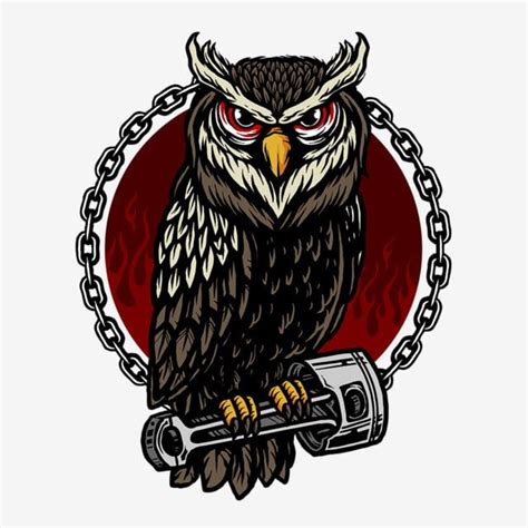 Motorcycle Piston White Transparent, Vector Of Owl And Piston For Motorcycle Club T Shirt Design ...