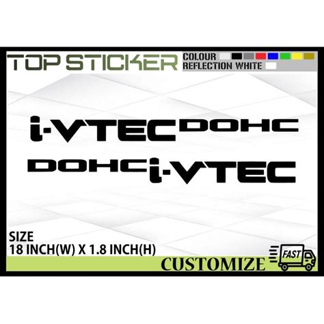 2 PCS LEFT RIGHT VTEC DOHC TYPE 1 STICKER HONDA CITY CIVIC ACCORD JAZZ