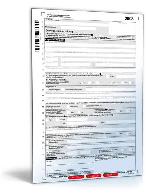 Gewerbesteuererklärung 2008 Formular zum Download