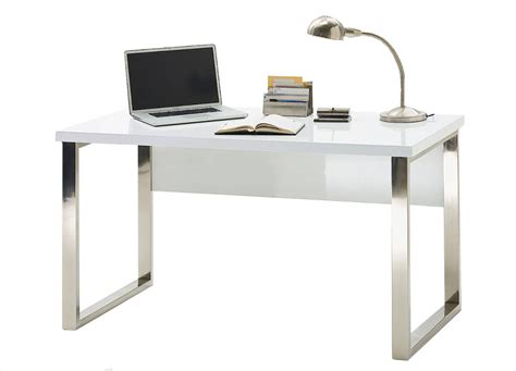 table de bureau blanc laque design leonardo