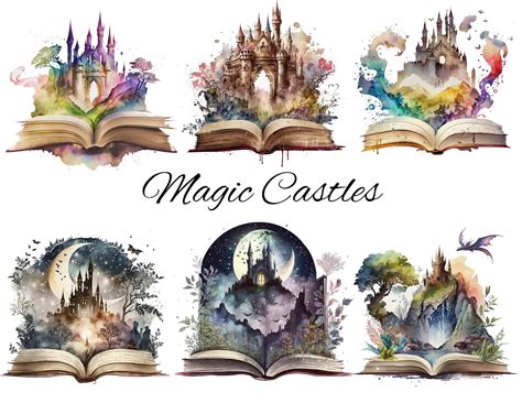 22 Watercolour Fantasy Books Clipart Transparent PNG Open Book