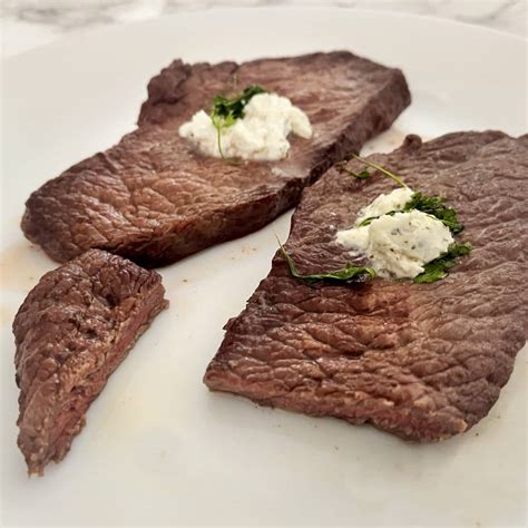 Air fryer steak with garlic herb butter